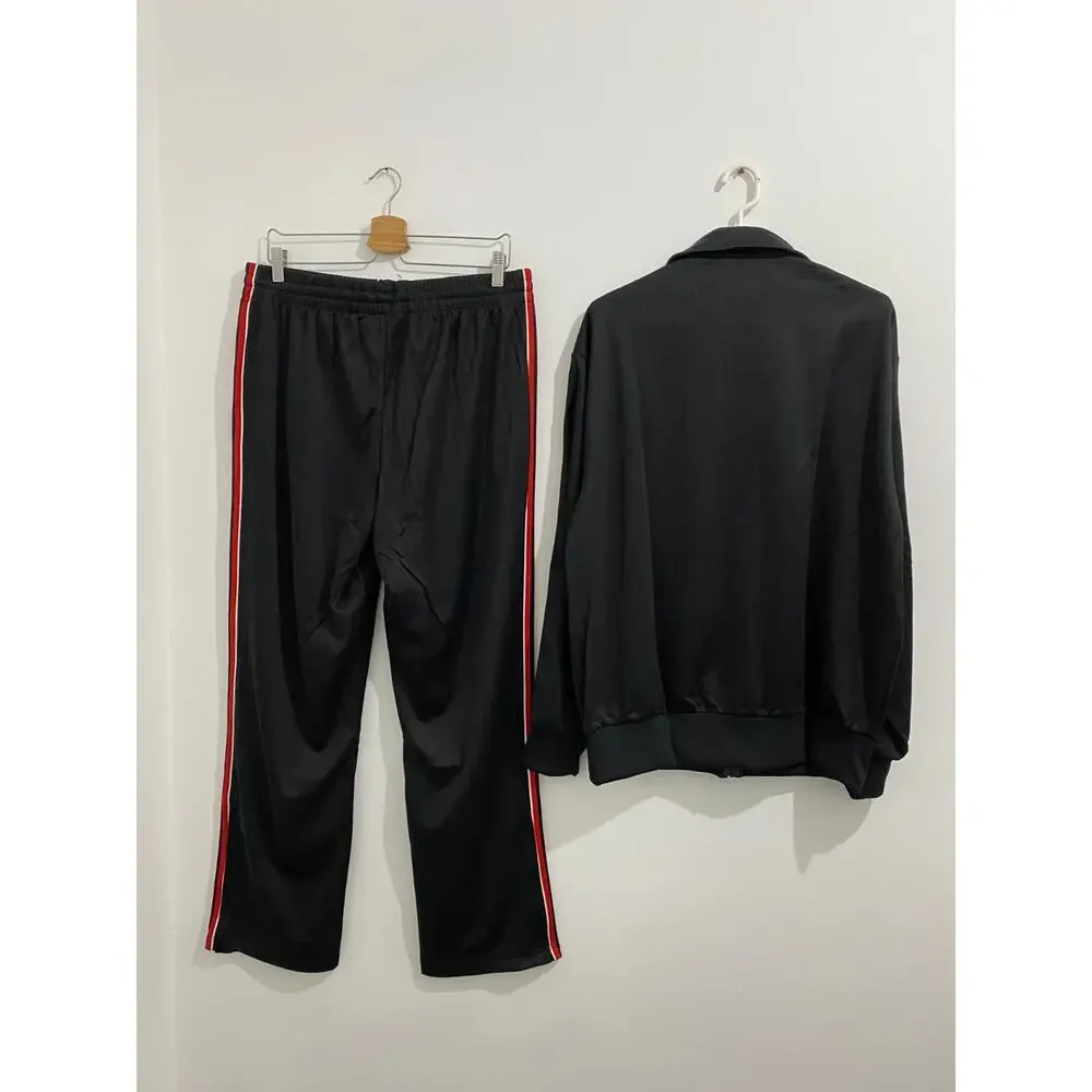 Adidas Originals Firebird Loose Pinstripes Tracksuit Black Scarlet Size 2XL